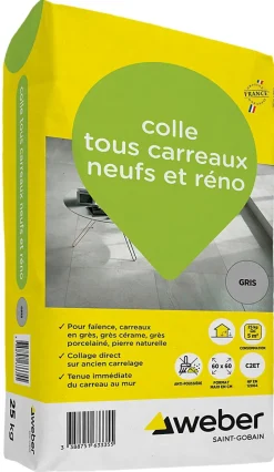 Colle tous carreaux neufs et réno gris Weber 25kg-Weber Saint-Gobain Hot
