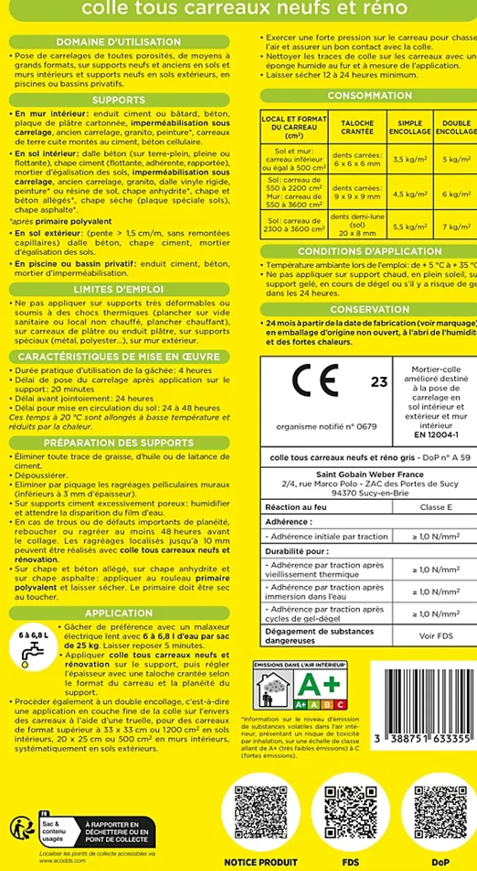 Colle tous carreaux neufs et réno gris Weber 25kg-Weber Saint-Gobain Hot