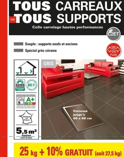 Parexlanko Colle tous carreaux, tous supports gris 25kg + 10% gratuit
