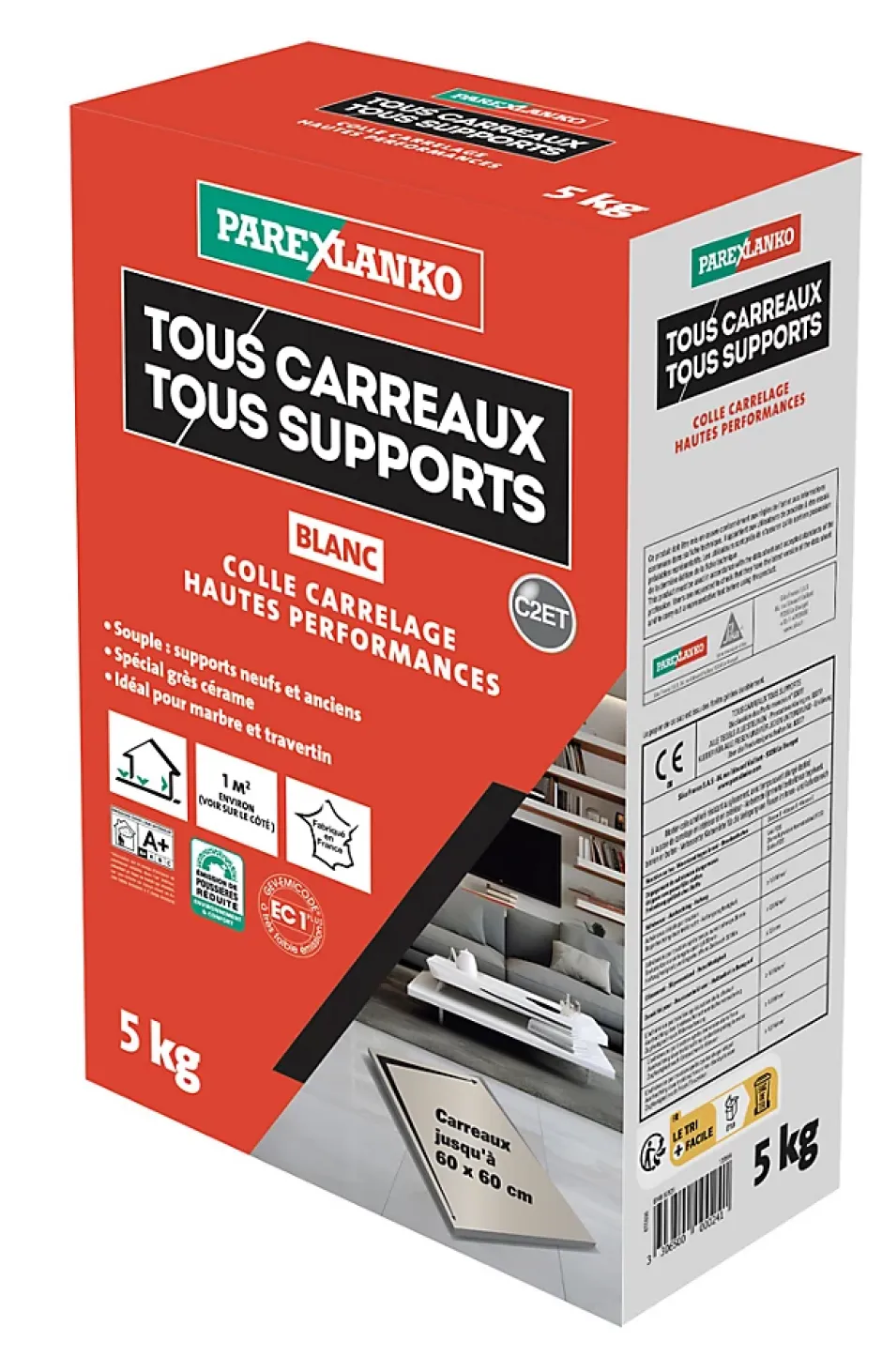 Colle tous carreaux tous supports Blanc 5kg-Parexlanko Clearance