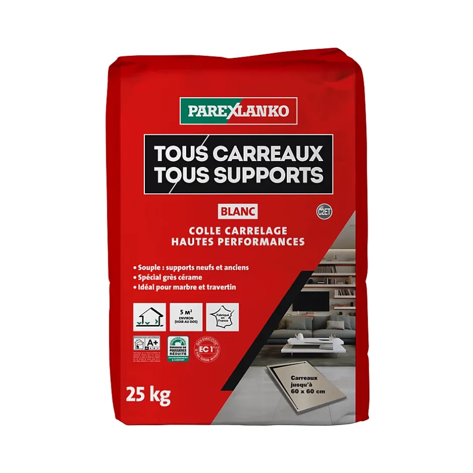Colle tous carreaux tous supports Blanc 25kg-Parexlanko New