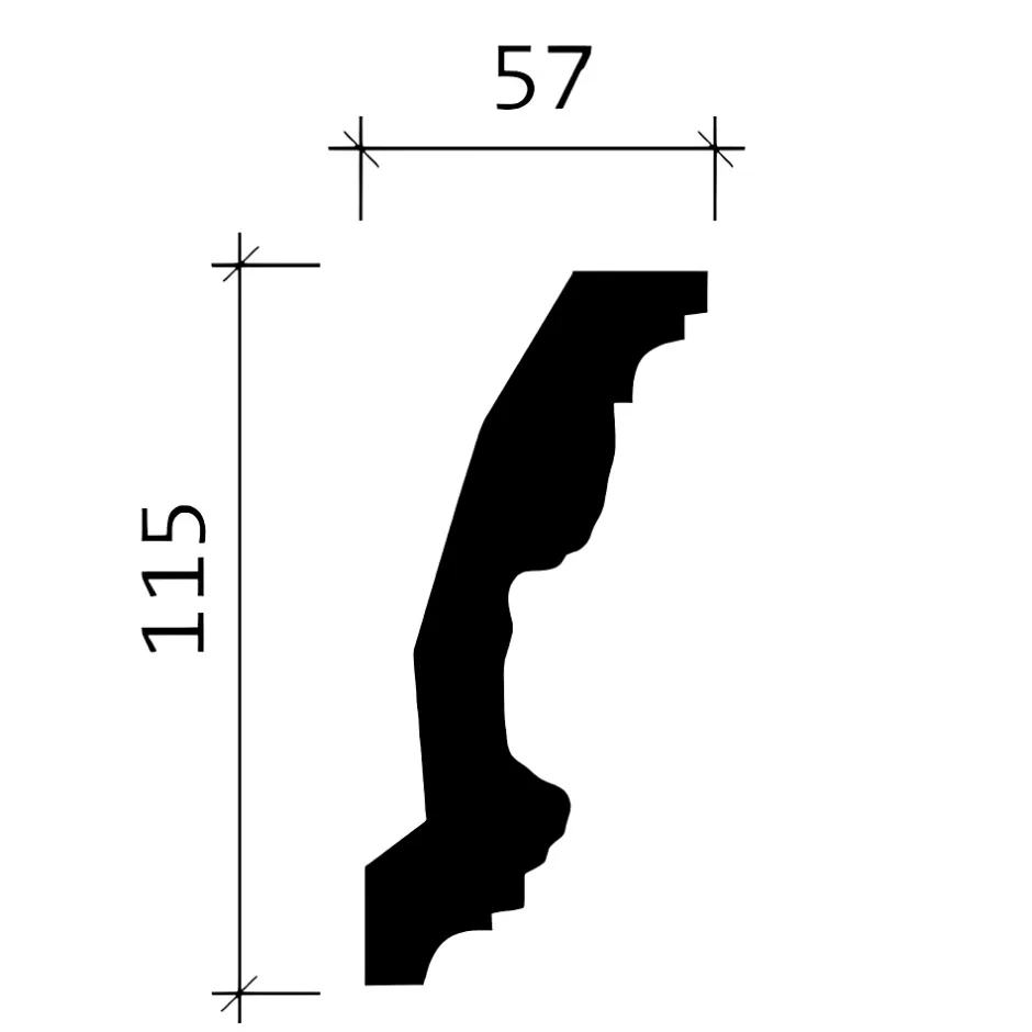 Profhome Corniche de plafond polyuréthane 150124 Moulure décorative 200 x 5,7 x 11,5 cm (L x l x h)