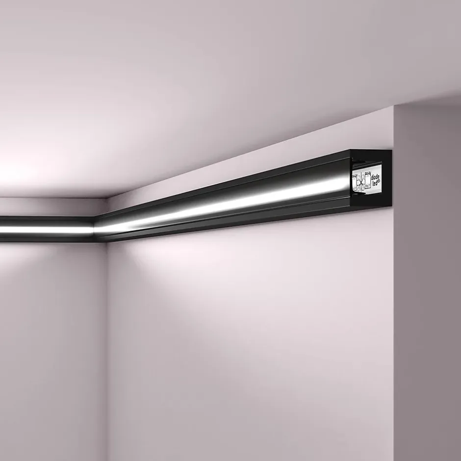 Corniche NMC WALLSTYL IL12 BLACK Moulure décorative Cimaise Éclairage indirect-Noel & Marquet