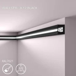Corniche NMC WALLSTYL IL12 BLACK Moulure décorative Cimaise Éclairage indirect-Noel & Marquet