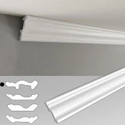 Corniches 100 cm moulures decoratives mur et plafond legeres dures peintables profils deco pour renovation et finition JC194-W-Ikhemalarka