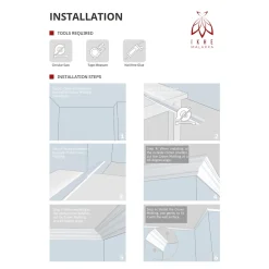 Corniches 100 cm moulures decoratives mur et plafond legeres dures peintables profils deco pour renovation et finition JC194-W-Ikhemalarka