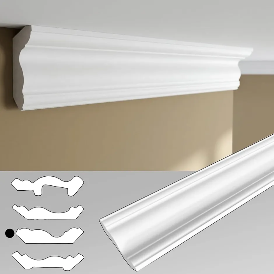 Corniches 100 cm moulures decoratives mur et plafond legeres dures peintables profils deco pour renovation et finition JC496-W-Ikhemalarka Sale