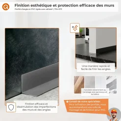 Quest Corniere d'angle interieur PVC 15x15mm Autocollante, 200 cm, bordeaux