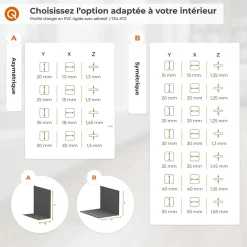 Quest Corniere d'angle interieur PVC 20x20mm Autocollante, 200 cm, bordeaux