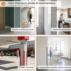 Corniere PVC 27x27mm - Profil d angle souple de protection, 90 cm, beige-Quest Hot