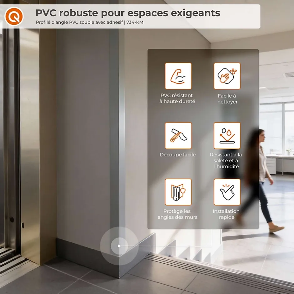 Corniere PVC 27x27mm , Profile d angle autocollant, Protection murale, 200 cm, blanc-Quest Outlet