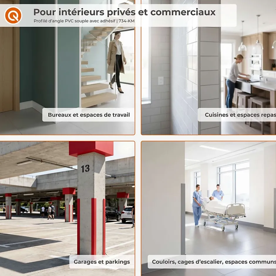 Quest Corniere PVC 40x40mm , Profile d angle autocollant, Protection murale, 80 cm, beige