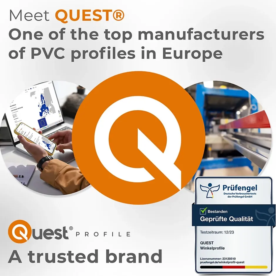 Quest Cornière PVC 20x10mm , Autocollante, Protection coins et arêtes, 200 cm, beige