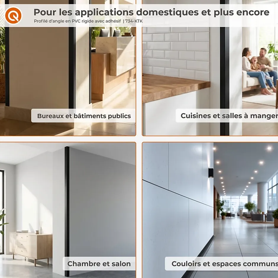 Cornière PVC 50x20mm , Autocollante, Protection coins et arêtes, 150 cm, blanc-Quest Online