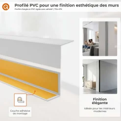 Quest Cornière PVC 25x15mm , Autocollante, Protection coins et arêtes, 150 cm, gris foncé