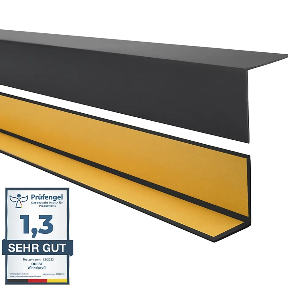 Cornière PVC 50x50mm , Autocollante, Protection coins et arêtes, 150 cm, noir-Quest Hot