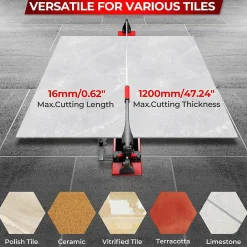 Giantex Coupe carrelage Manuel 1200mm, avec Lame en Carbure de Tungstène, avec Guide Coulissant et Échelle Amovible, 143 x 23 x 23 cm
