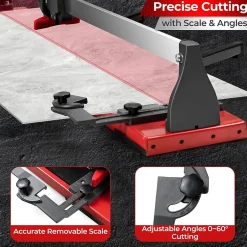 Giantex Coupe carrelage Manuel 1200mm, avec Lame en Carbure de Tungstène, avec Guide Coulissant et Échelle Amovible, 143 x 23 x 23 cm