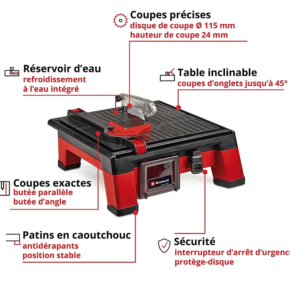 Coupe-carrelage sans fil TE-TC 18/115 Li-Solo 18V (sans batterie)-Einhell Outlet