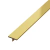 Ilcom Couvre-joint profilé décoratif Ts en inox rectifié Or satiné - 15mm x 2440mm x 0,65 ep.