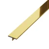 Ilcom Couvre-joint profilé décoratif Ts en inox rectifié Or poli - 15mm x 2440mm x 0,65 ep.