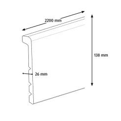 GoodHome Couvre-plinthe MDF Blanc 220 x 13,8 cm Décor 10 (vendue à la pièce)