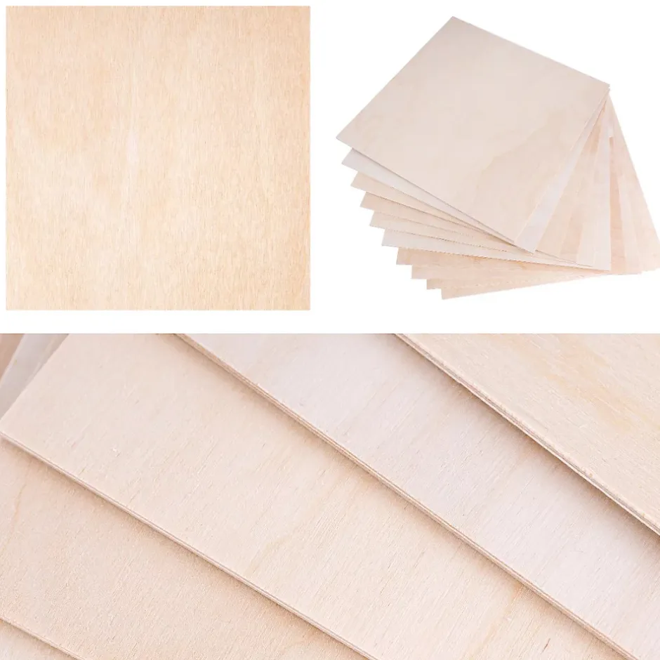 10 x Contreplaqué Carré 300 x 300 x 3mm (+/-0,5mm) - Bois Brut Bouleau - Panneau Découpe Laser - Pyrogravure Gravure-Creative Deco