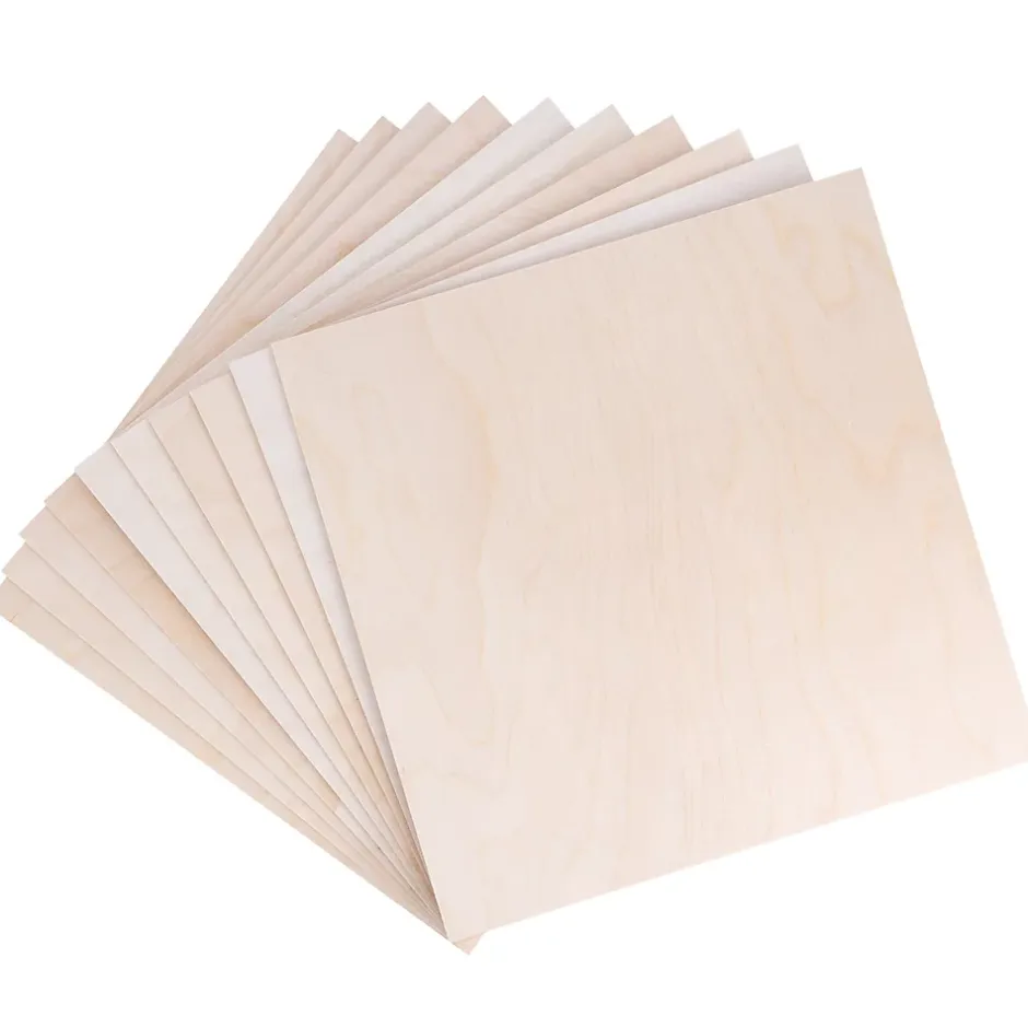 10 x Contreplaqué Carré 300 x 300 x 3mm (+/-0,5mm) - Bois Brut Bouleau - Panneau Découpe Laser - Pyrogravure Gravure-Creative Deco