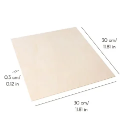 10 x Contreplaqué Carré 300 x 300 x 3mm (+/-0,5mm) - Bois Brut Bouleau - Panneau Découpe Laser - Pyrogravure Gravure-Creative Deco