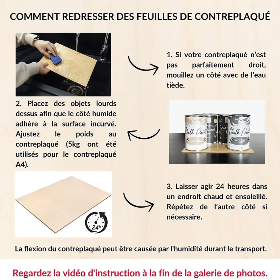 10 x Contreplaqué 600 x 400 x 3mm (+/-0,5mm) - Bois Brut Bouleau - Panneau Découpe Laser - Pyrogravure Gravure-Creative Deco Sale