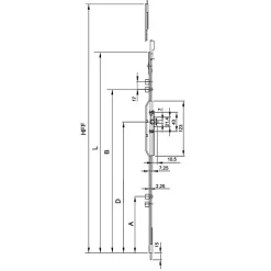 Ferco Crémone F7,5 ajustable L 1479mm côte D 980mm 2 galets - - G-20461-10-0-1