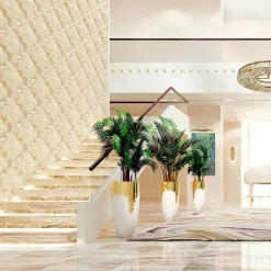 Profhome 3d panneau mural 159501 Lambris mural Élément décoratif Médaillon 39,9 x 34,9 cm