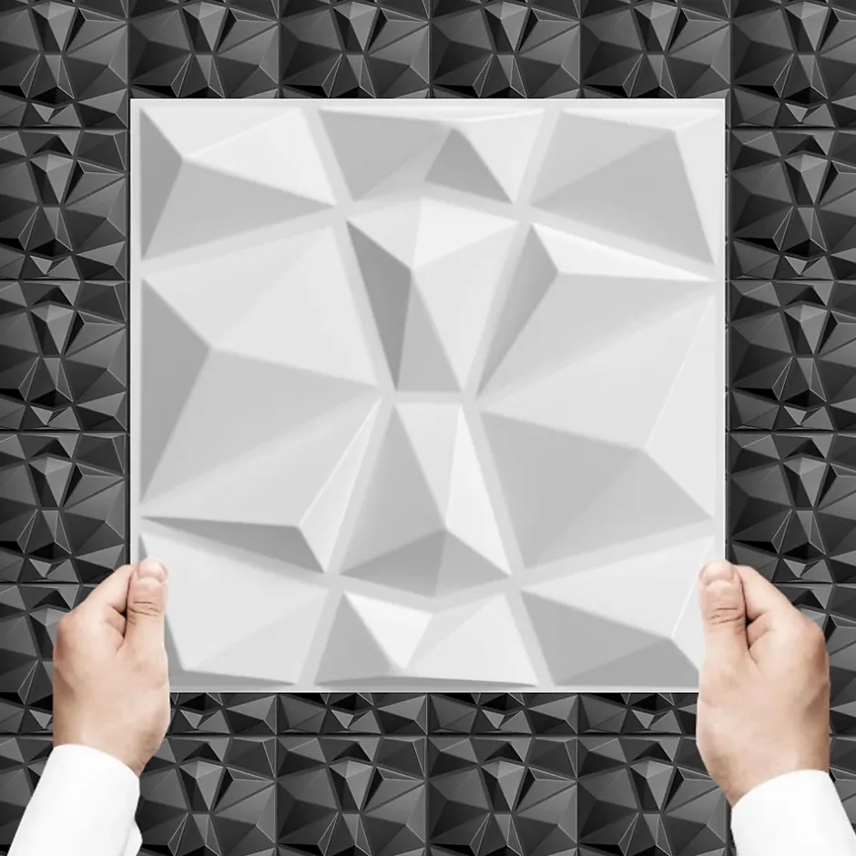 3D PVC panneaux muraux decor gaming chambre mur plafond effet 3D diamant blanc plaques PVC decoration 30x30cm 0.09m²-Ikhemalarka Hot