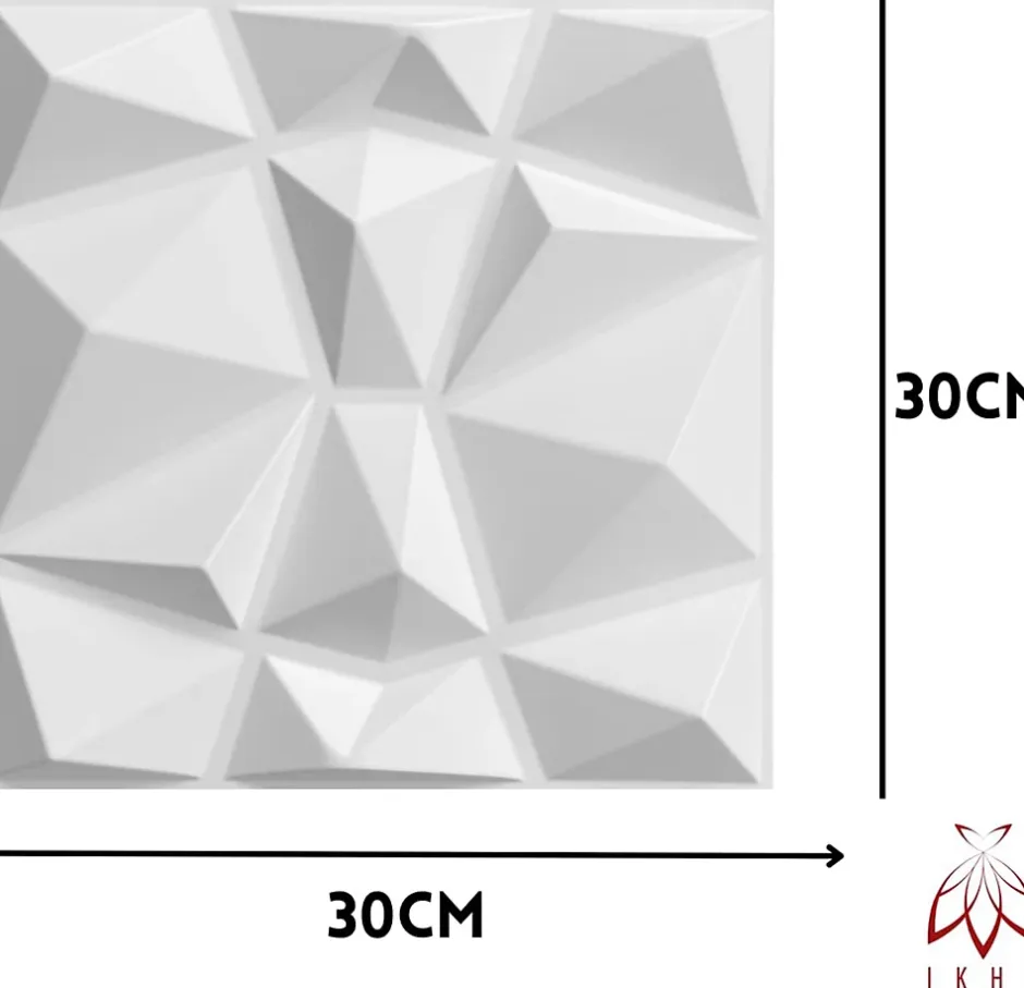 3D PVC panneaux muraux decor gaming chambre mur plafond effet 3D diamant blanc plaques PVC decoration 30x30cm 0.09m²-Ikhemalarka Hot