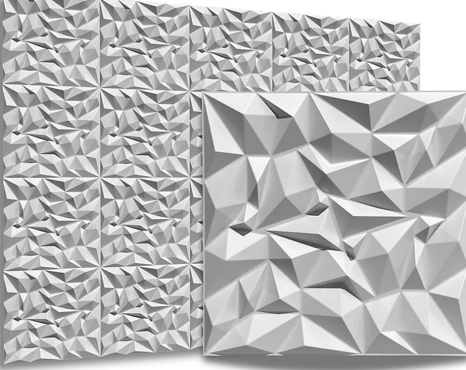 3D PVC panneaux muraux decor gaming chambre mur plafond effet 3D mirror blanc plaques PVC decoration 0.25m²-Ikhemalarka Clearance