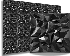 3D PVC panneaux muraux decor gaming chambre mur plafond effet 3D mirror noir plaques PVC decoration 0.25m²-Ikhemalarka Hot