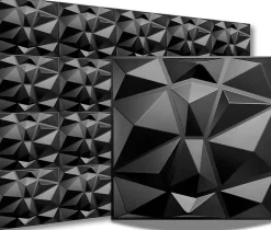 3D PVC panneaux muraux decor gaming chambre mur plafond effet 3D diamant noir plaques PVC decoration 0.25m²-Ikhemalarka
