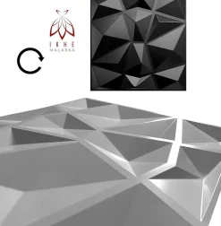 3D PVC panneaux muraux decor gaming chambre mur plafond effet 3D diamant noir plaques PVC decoration 0.25m²-Ikhemalarka