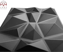 Ikhemalarka 3D PVC panneaux muraux decor gaming chambre mur plafond effet 3D diamant noir plaques PVC decoration 30x30cm 0.09m²