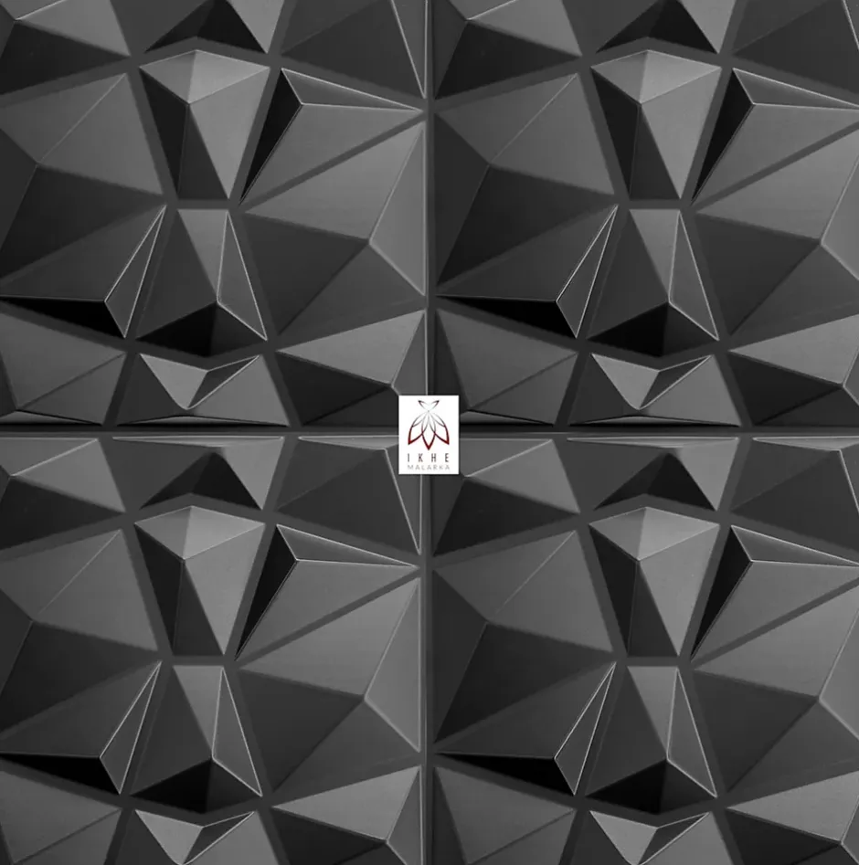 Ikhemalarka 3D PVC panneaux muraux decor gaming chambre mur plafond effet 3D diamant noir plaques PVC decoration 30x30cm 0.09m²