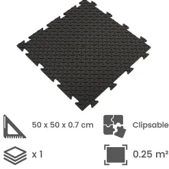 Artplast Dalle clipsable en PVC Motif "grain de riz" - Noir 50 x 50 cm
