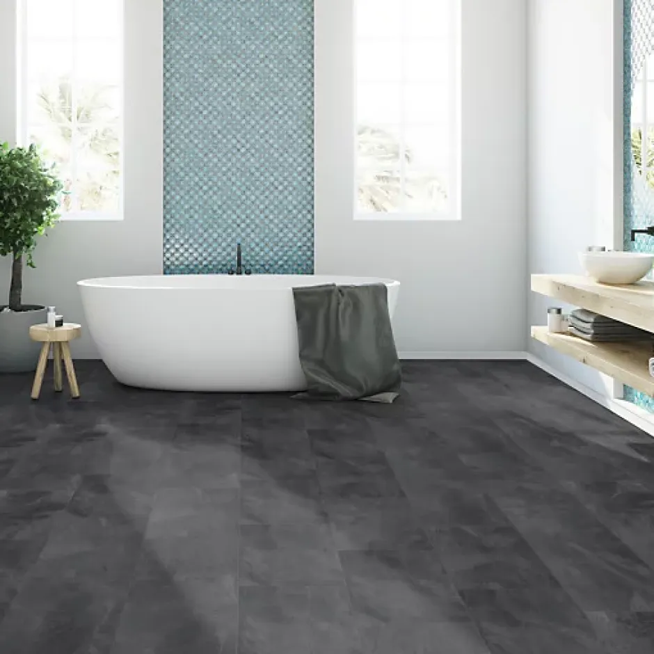 Décoweb Dalle de sol stratifié - Cuisine et salle de bain - Pierre Boracay - Paquet de 1,474 m²