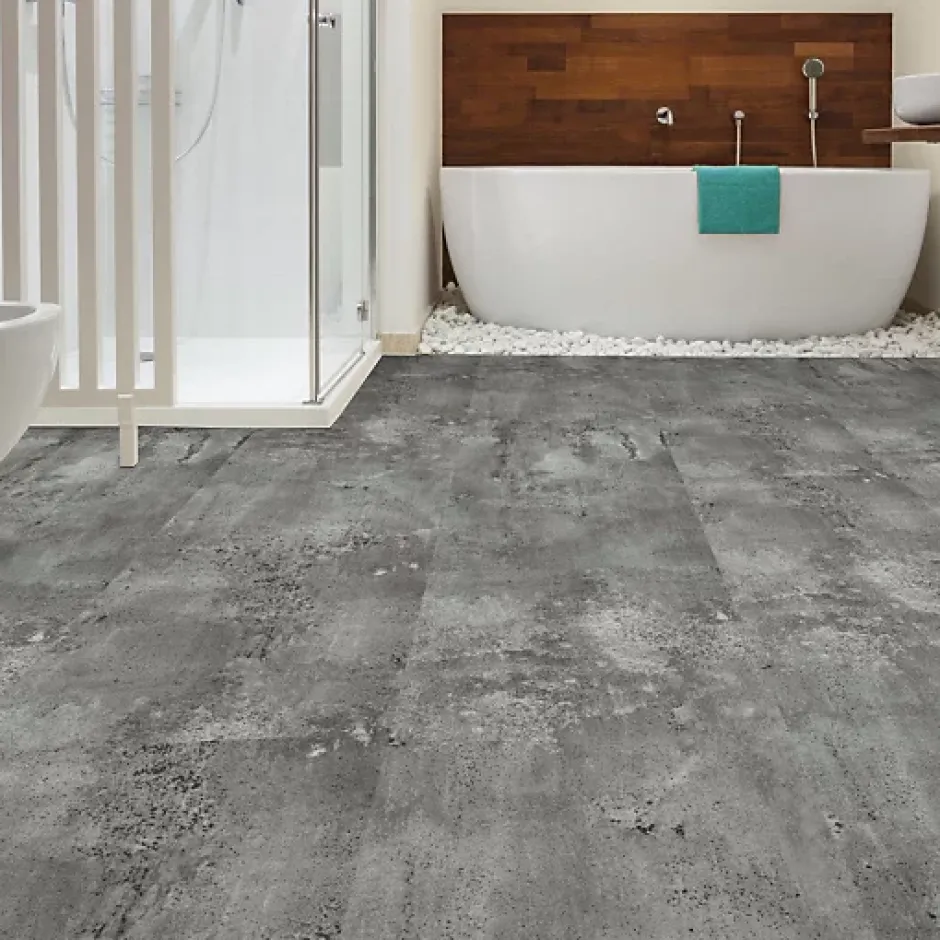 Dalle large sol vinyle rigide Performance - Click à plat - Béton gris argenté - Paquet de 2,51 m²-Décoweb Sale