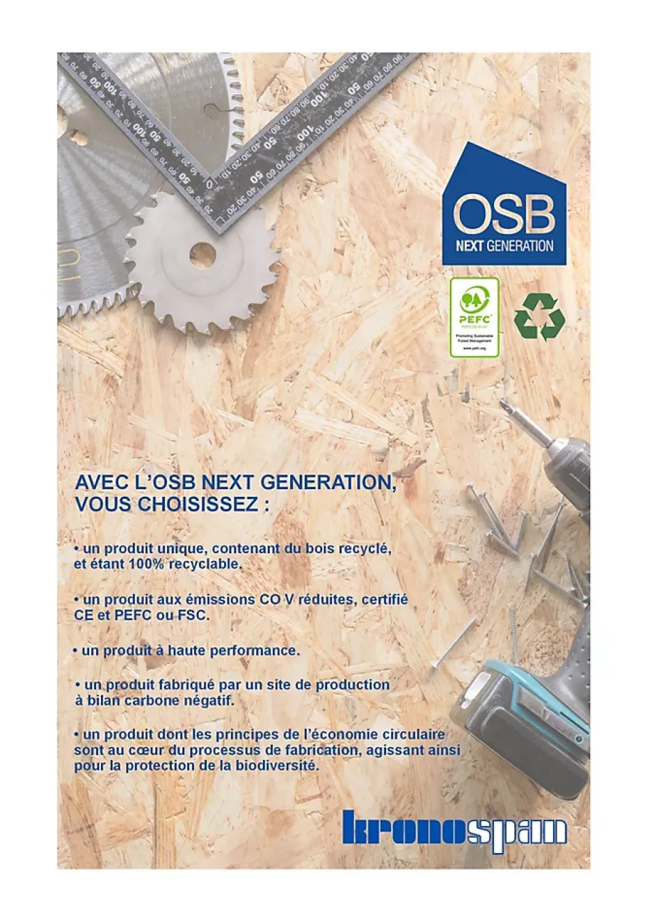 Kronospan Dalle OSB 3 - 244 x 59 cm ép.22 mm (vendue à la pièce)