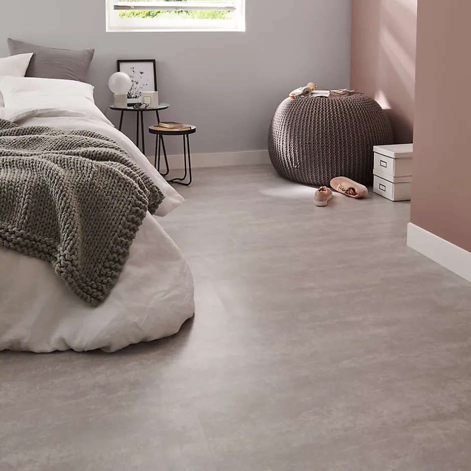 Dalle PVC adhésive PopRock Béton gris clair 30 x 60 cm (vendue au carton)-GoodHome
