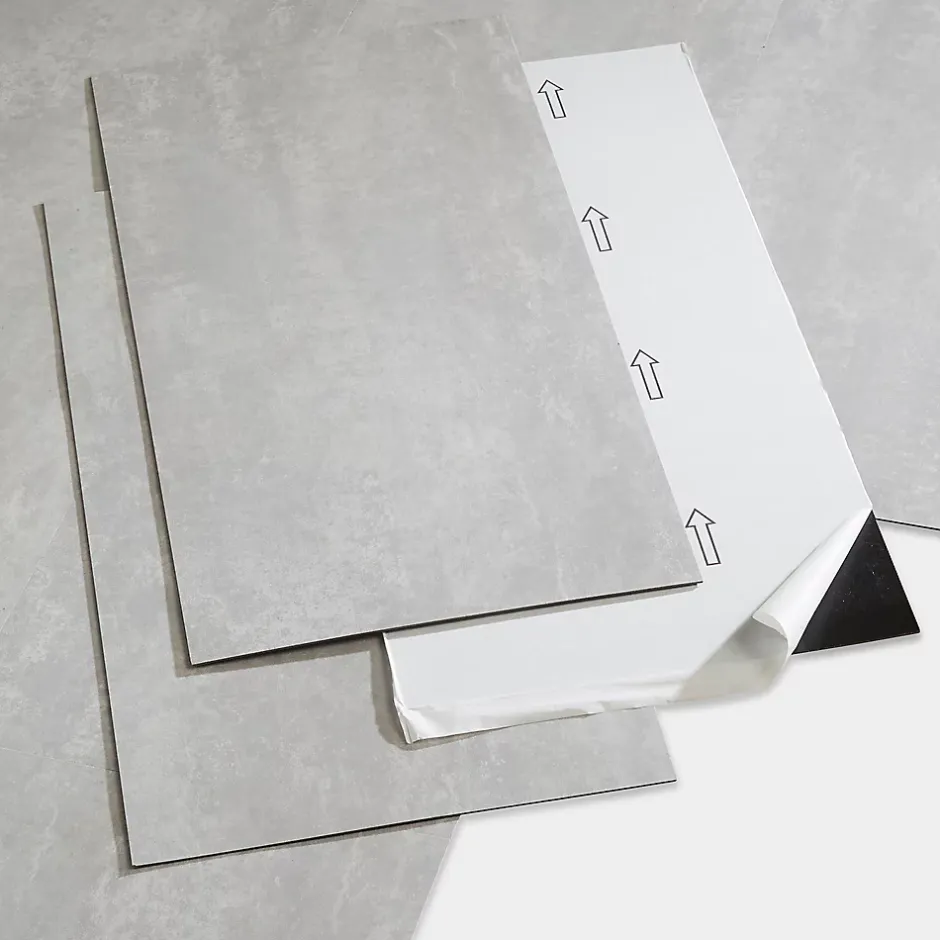 Dalle PVC adhésive PopRock Béton gris clair 30 x 60 cm (vendue au carton)-GoodHome