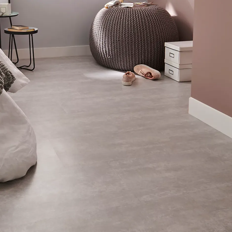 Dalle PVC adhésive PopRock Béton gris clair 30 x 60 cm (vendue au carton)-GoodHome