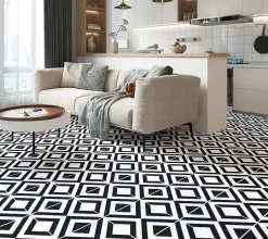 Dalle PVC clipsable Baila décor carreaux de ciment NB L. 61 x l. 30.5 cm-GoodHome