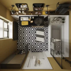 Dalle PVC clipsable Baila décor carreaux de ciment NB L. 61 x l. 30.5 cm-GoodHome