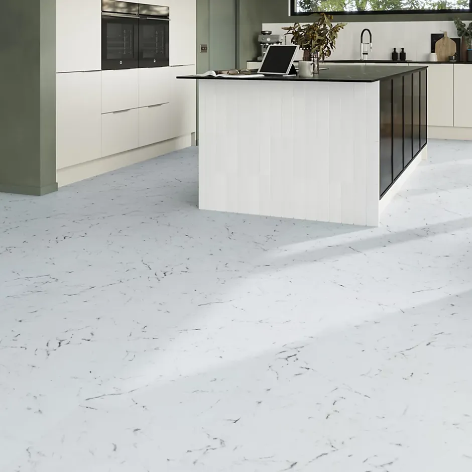 Dalle PVC clipsable Mambo 82x42 cm marbre blanc (vendue au carton)-GoodHome Clearance